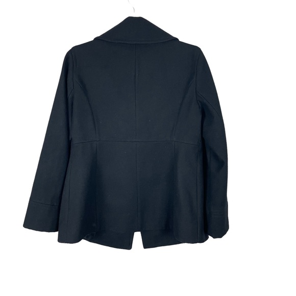 MICHAEL Michael Kors Black Wool Blend Pea Coat | Small Double-Breasted Pockets - Picture 2 of 9